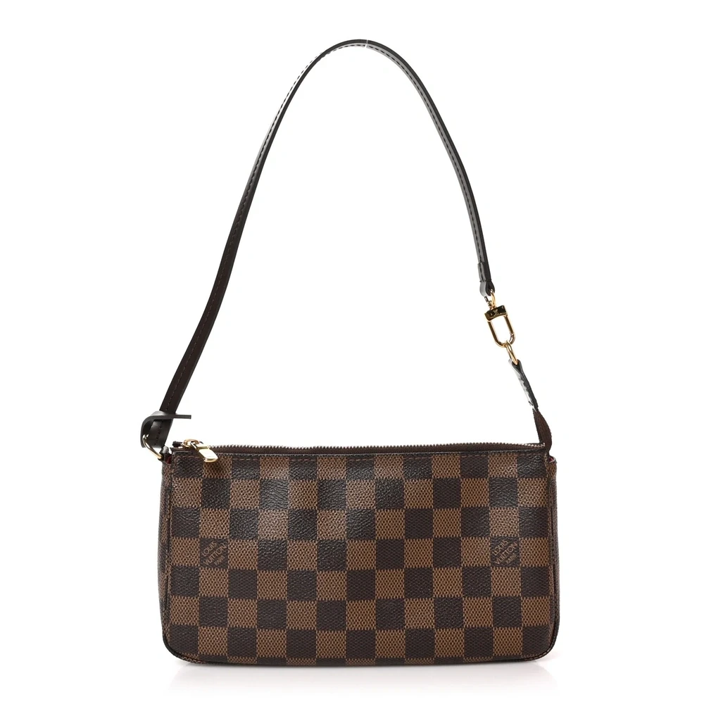 Louis Vuitton Damier Ebene Canvas Pochette Accessoires NM PM Gold Hardware Front replica handbags