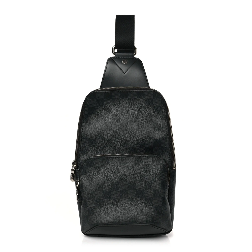 Louis Vuitton Damier Graphite Canvas Avenue Sling Backpack MM Silver Hardware Front replica handbags