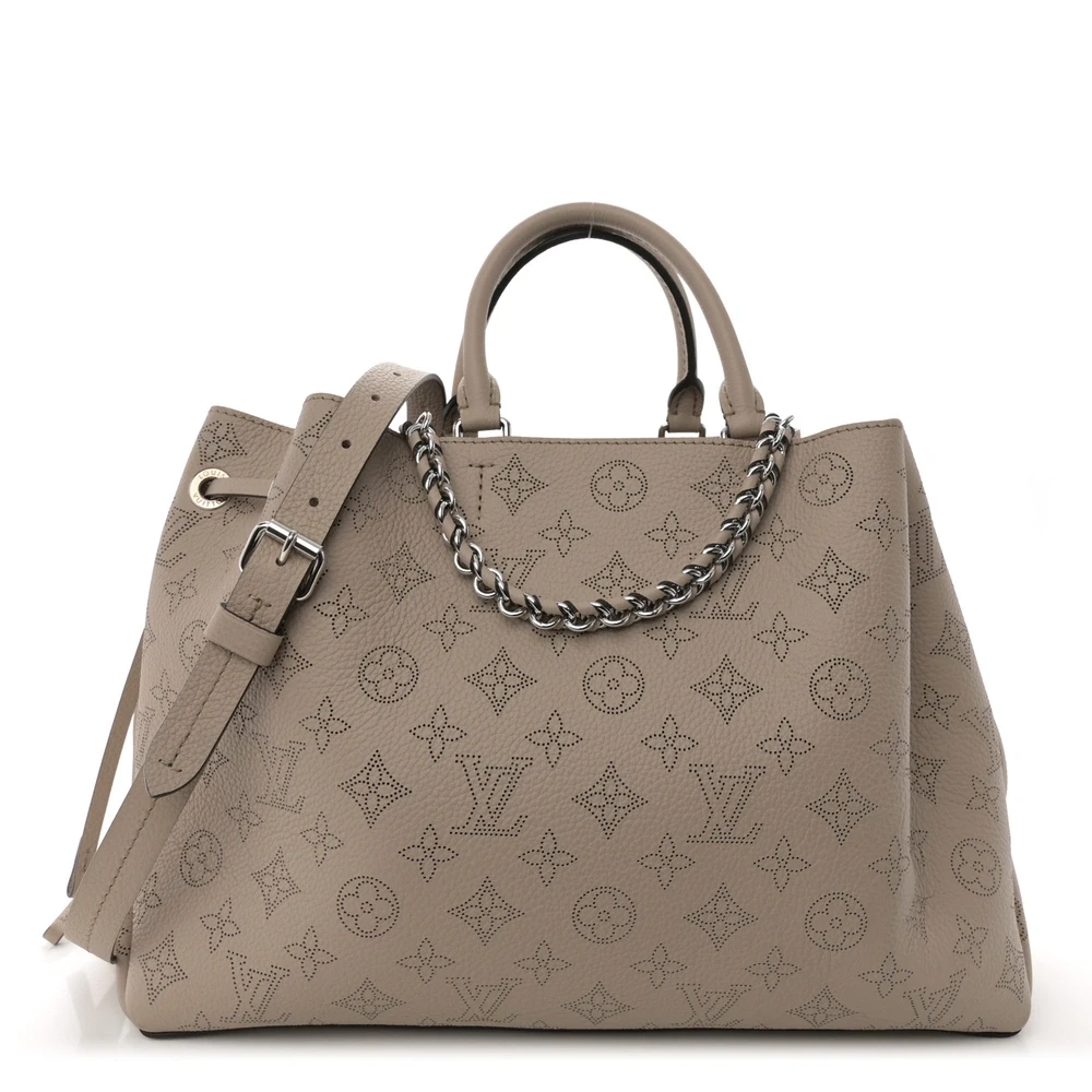 Louis Vuitton Galet Mahina Leather Bella Tote MM Silver Hardware Front replica handbags