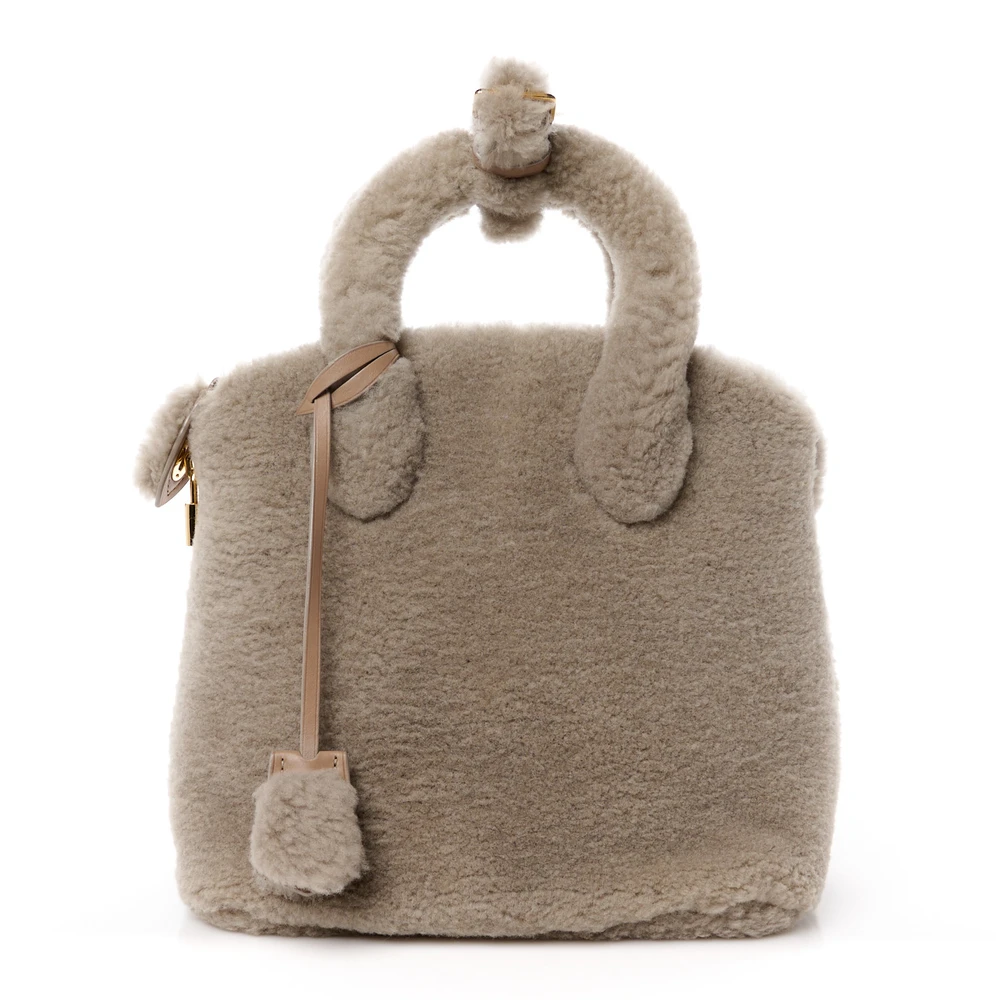 Louis Vuitton Grey Shearling Pulsion Lockit MM Front replica handbags