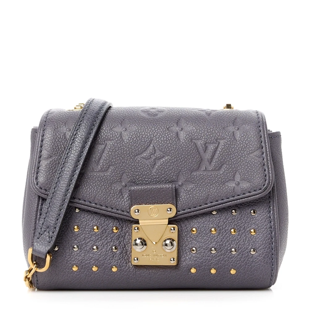 Louis Vuitton Gris Silver Studded Monogram Empreinte Leather Saint Germain BB Brass Hardware Front replica handbags