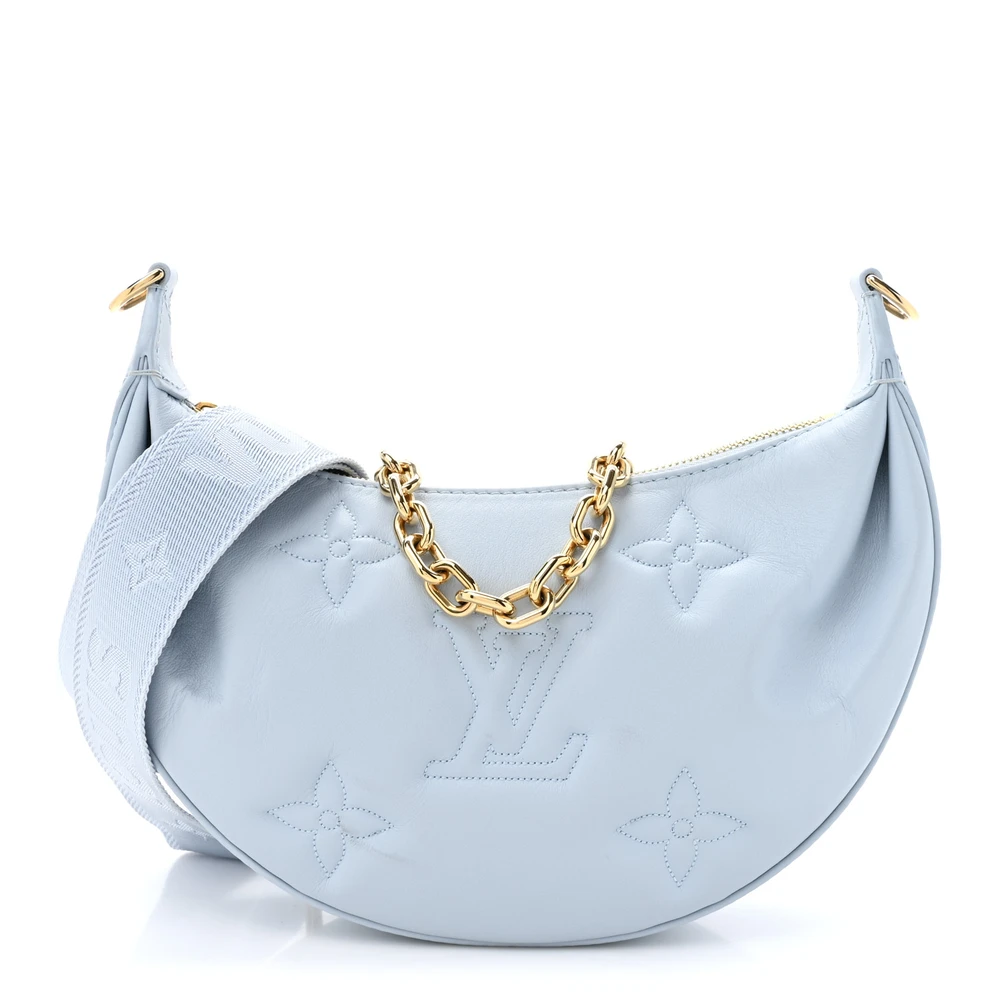 Louis Vuitton Ice Blue Calfskin Leather Bubblegram Over the Moon PM Gold Hardware Front replica handbags