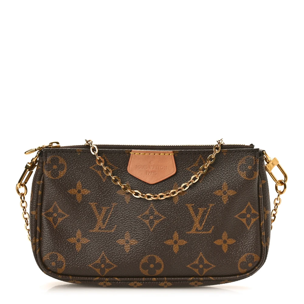 Louis Vuitton Monogram Canvas Multi Pochette Accessories Mini Pochette Gold Hardware Front replica handbags