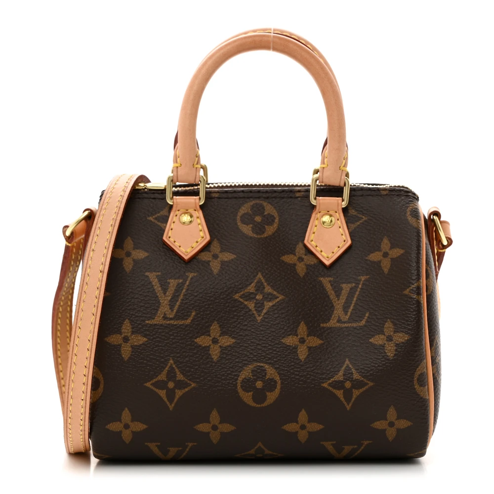 Louis Vuitton Monogram Canvas Nano Speedy BB Gold Hardware Front replica handbags