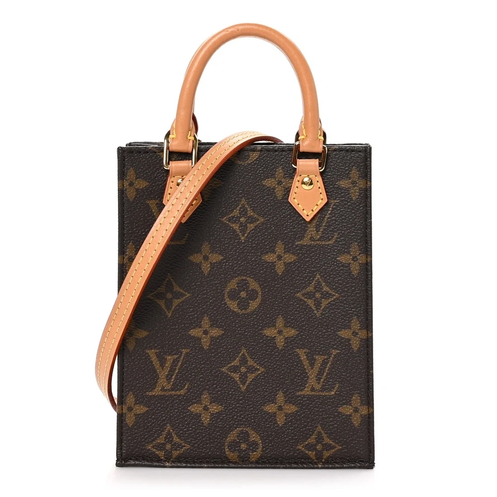 Louis Vuitton Monogram Canvas Petit Sac Plat BB Gold Hardware Front replica handbags