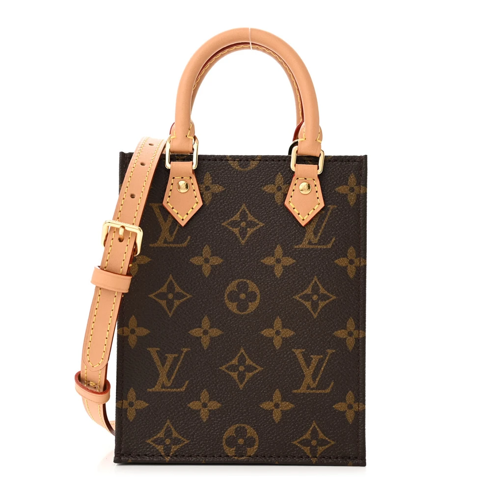 Louis Vuitton Monogram Canvas Petit Sac Plat BB Gold Hardware Front replica handbags
