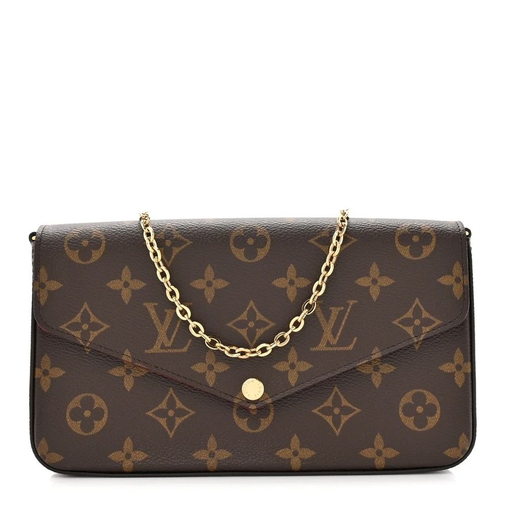 Louis Vuitton Monogram Canvas Pochette Felicie Chain Wallet PM Gold Hardware Front replica handbags