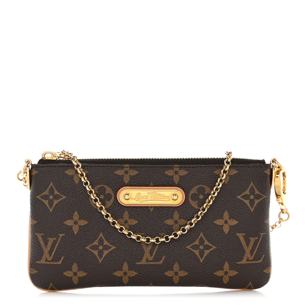 Louis Vuitton Monogram Canvas Pochette Milla MM Gold Hardware Front replica handbags