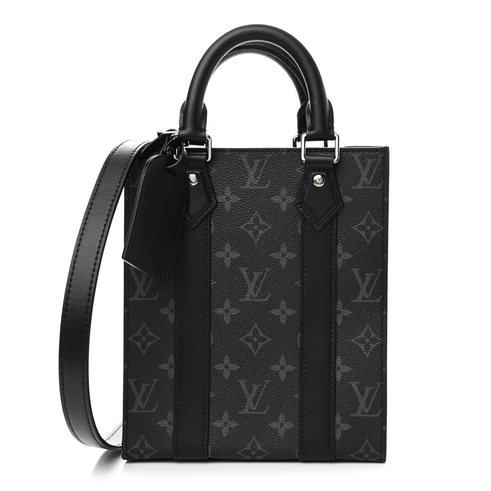 Louis Vuitton Monogram Eclipse Canvas Mini Sac Plat Silver Hardware Front replica handbags