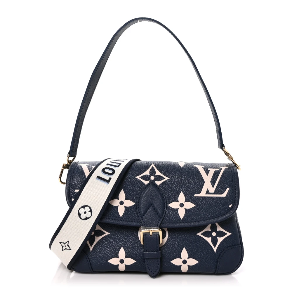 Louis Vuitton NavyCreme Giant Monogram Empreinte Leather Diane PM Front replica handbags