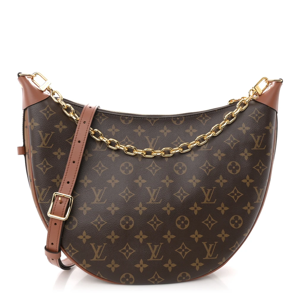 Louis Vuitton Reverse Monogram Canvas Loop Hobo Gold Hardware Front replica handbags
