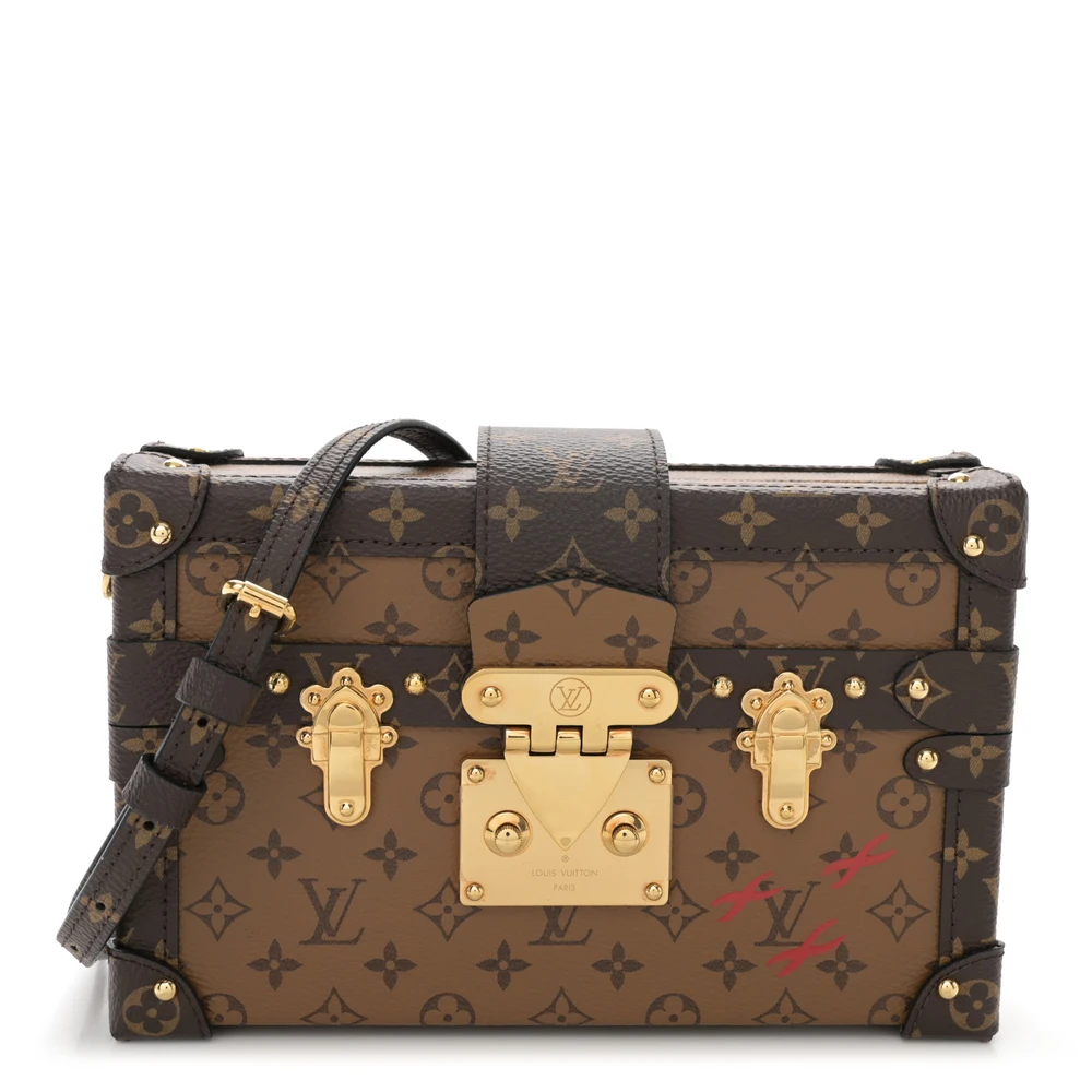 Louis Vuitton Reverse Monogram Canvas Petite Malle PM Gold Hardware Front replica handbags
