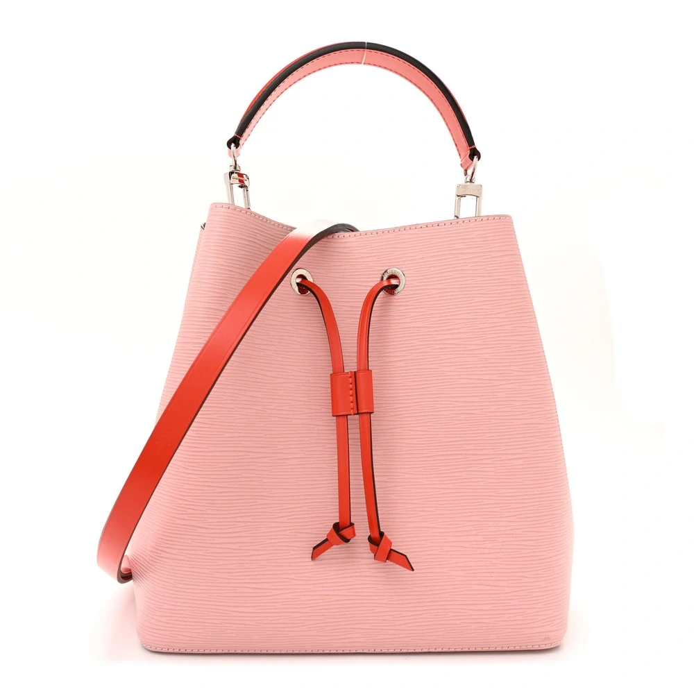 Louis Vuitton Rose Ballerine Orange Epi Leather NeoNoe MM Silver Hardware Front replica handbags