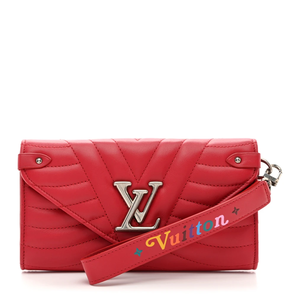 Louis Vuitton Rouge Calfskin Leather New Wave Long Wallet PM Silver Hardware Front replica handbags