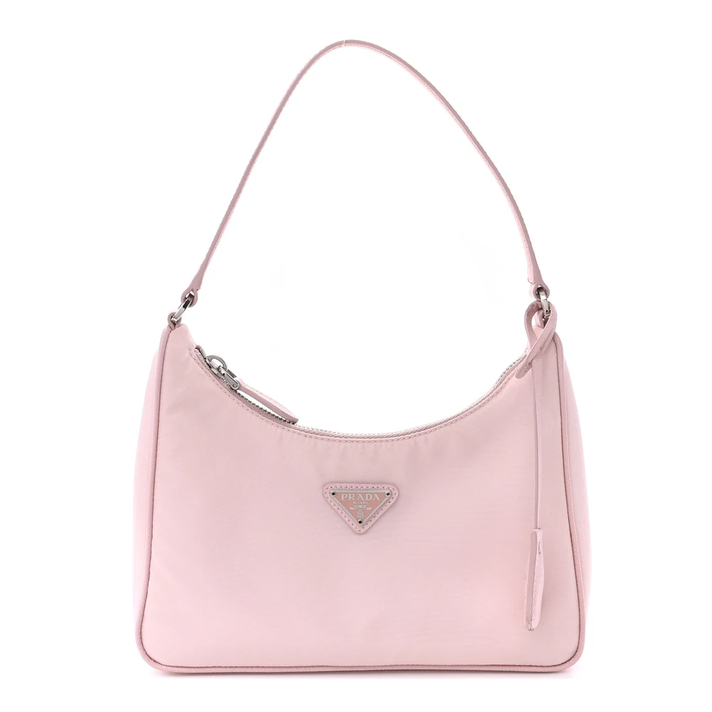 Prada Alabastro Re-Nylon & Saffiano Leather Mini Re-Edition 2005 Bag Silver Hardware Front Replica handbags