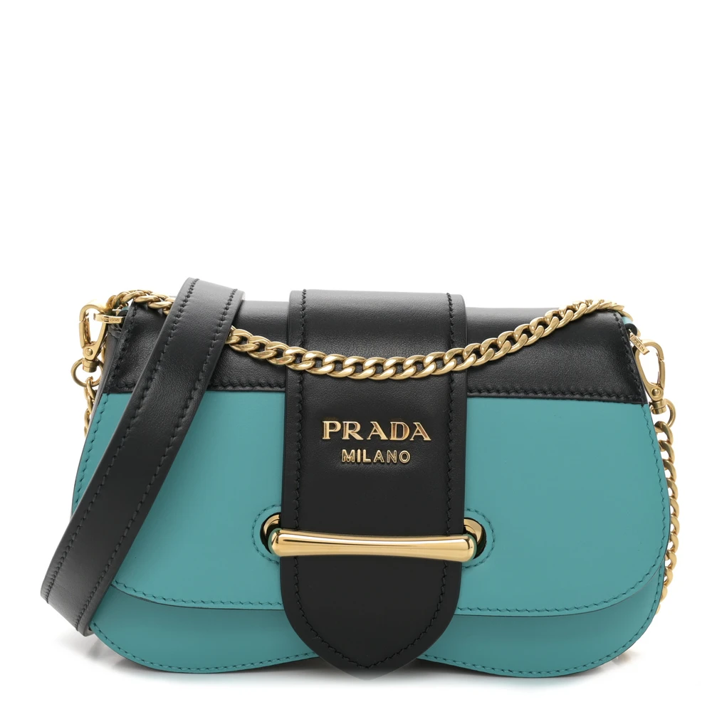 Prada AssenzioBlack City Calfskin Leather Mini Sidonie Belt Bag Gold Hardware Front Replica handbags