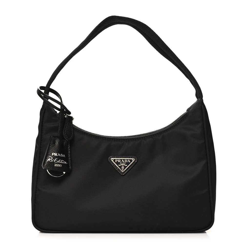 Prada Black Tessuto Nylon Mini Re-Edition 2000 Bag Front Replica handbags