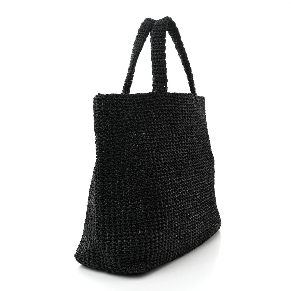 Mirror Quality Prada Black Raffia Tote Replica - Image 3