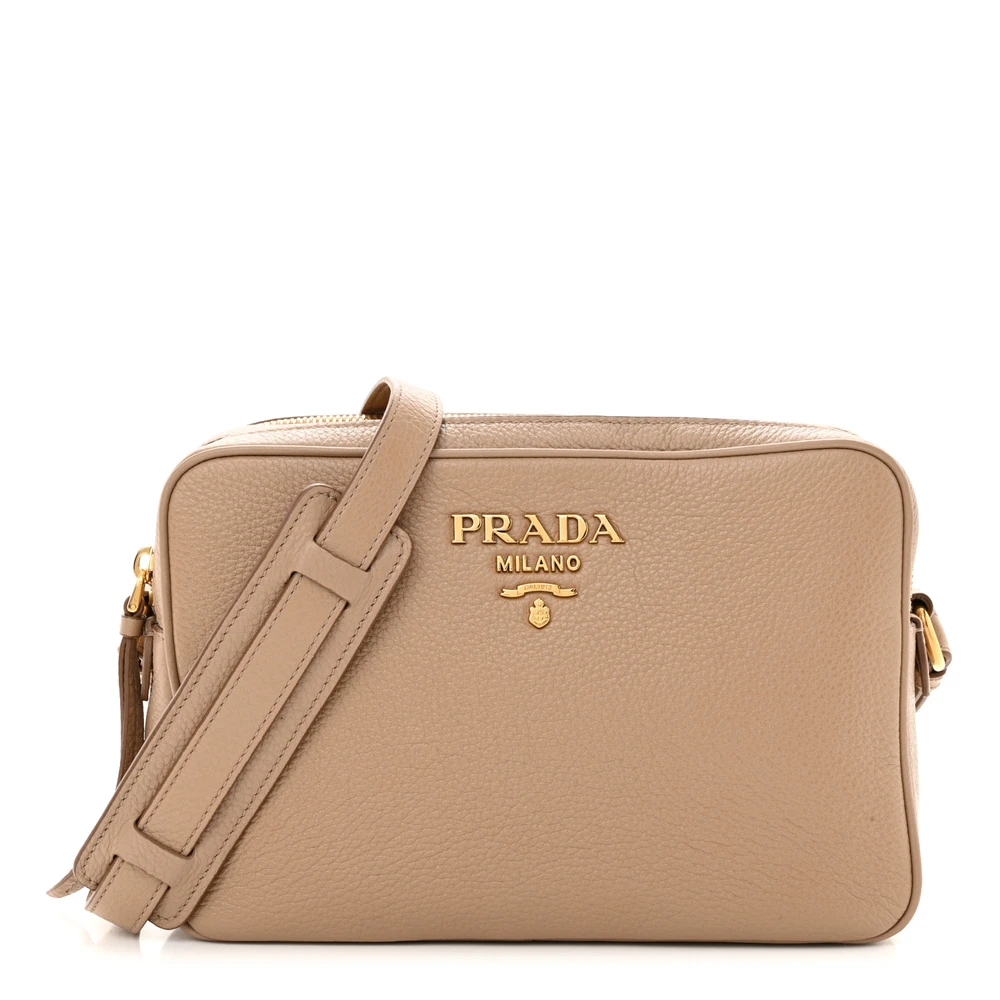 Prada Cammeo Vitello Phenix Leather Small Camera Bag Gold Hardware Front Replica handbags