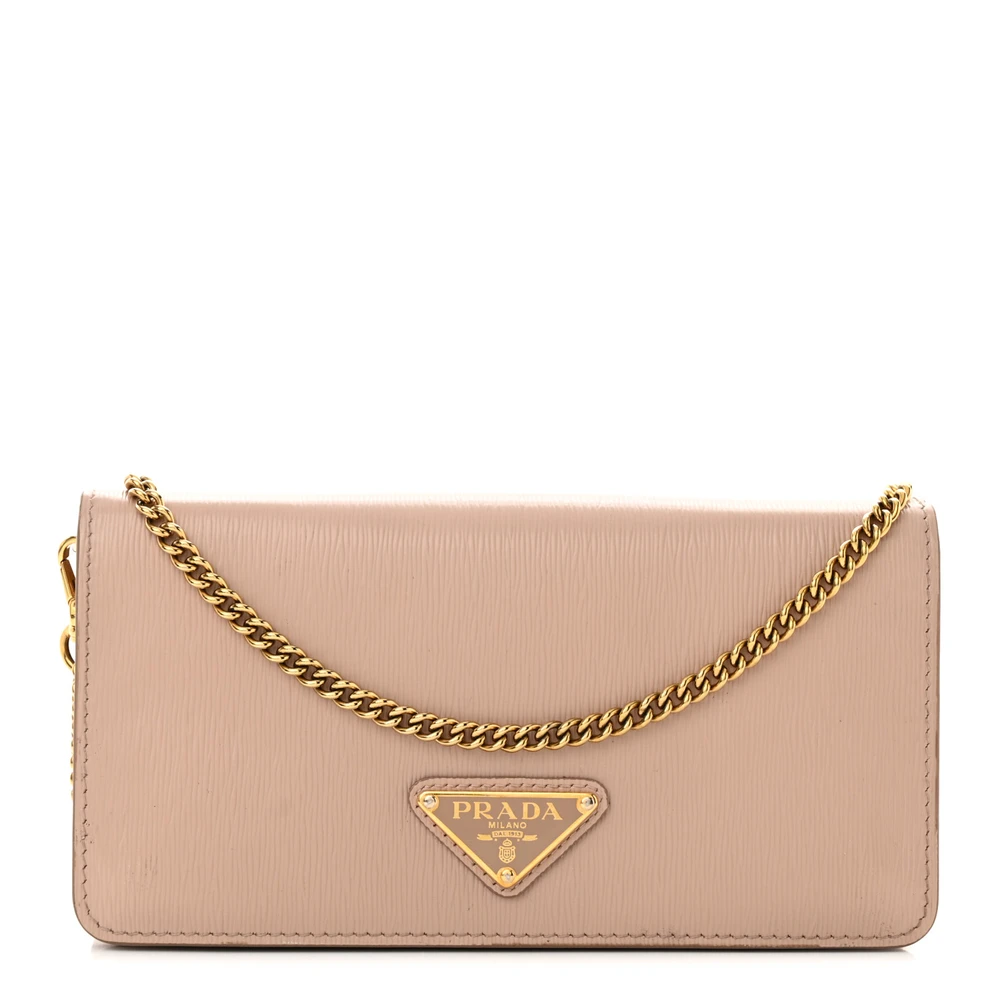 Prada Cipria Vitello Move Leather Mini Triangle Logo Miniborse Gold Hardware Front Replica handbags