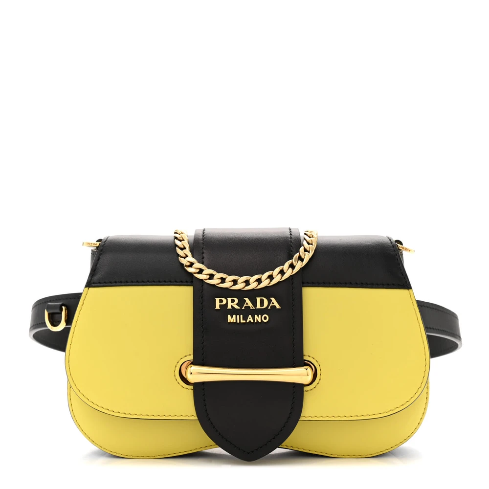 Prada MareaGreen City Calfskin Leather Small Sidonie Belt Bag Silver Hardware Front Replica handbags