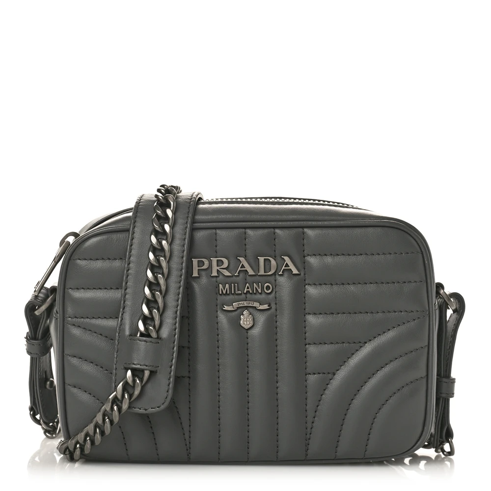 Prada Mercurio Soft Calfskin Leather Medium Diagramme Crossbody Bag Silver Hardware Front Replica handbags