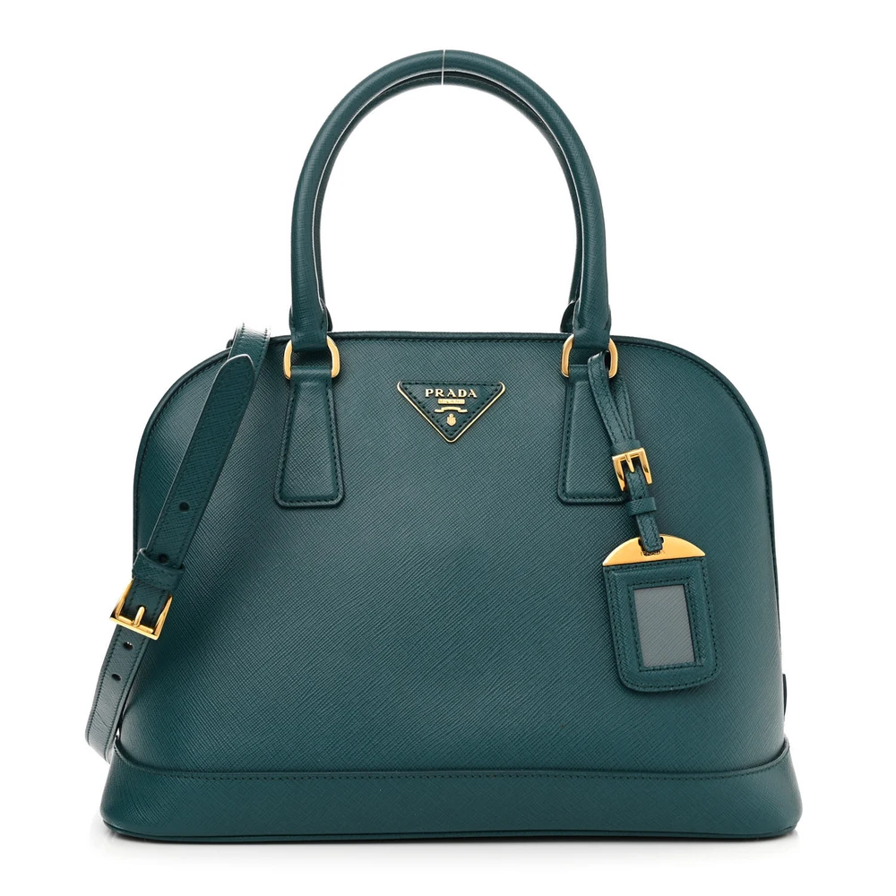 Prada Ottanio Saffiano Lux Leather Medium Promenade Tote Gold Hardware Front Replica handbags