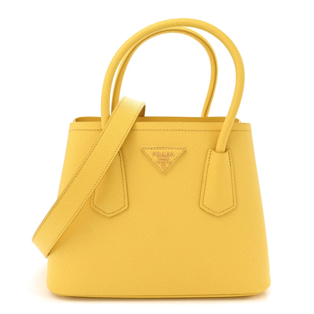 Prada Sole Saffiano Cuir Leather Mini Double Bag Front Replica handbags