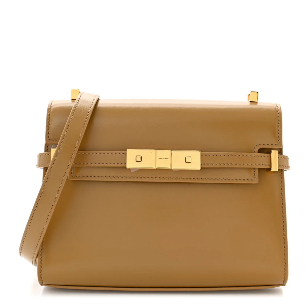 Saint Laurent Baguette Cheddar Smooth Calfskin Leather Mini Manhattan Shoulder Bag Gold Hardware Front replica handbag