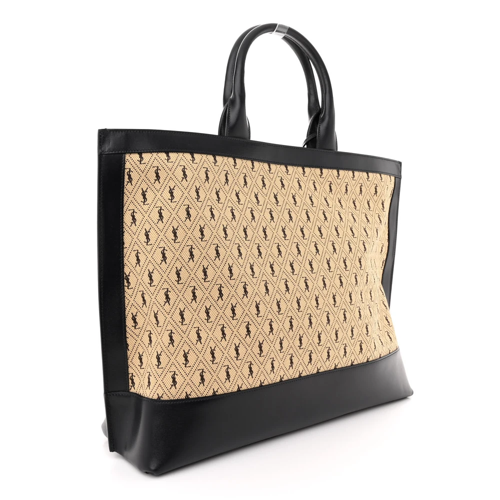 Mirror Quality Saint Laurent Replica Tote – Beige & Black Monogram - Image 3