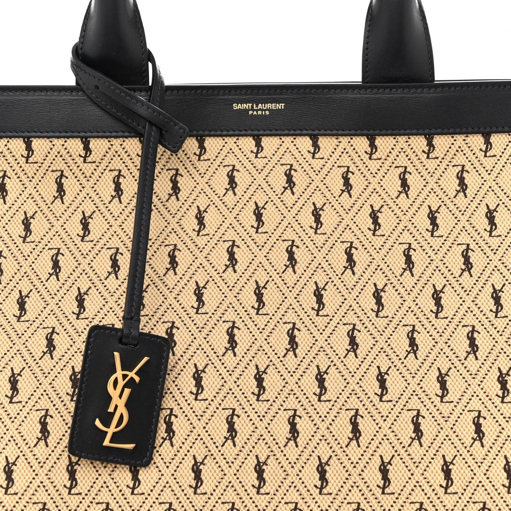 Mirror Quality Saint Laurent Replica Tote – Beige & Black Monogram - Image 8