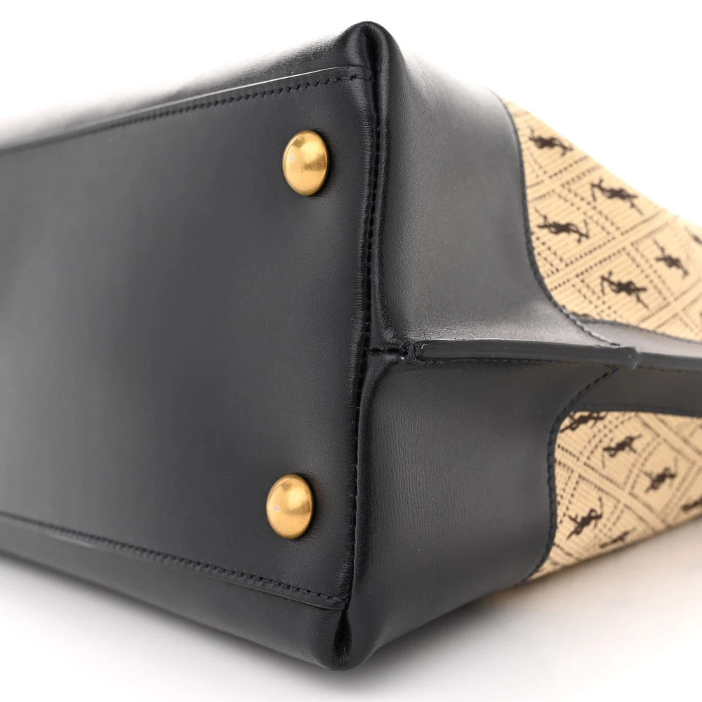Mirror Quality Saint Laurent Replica Tote – Beige & Black Monogram - Image 5