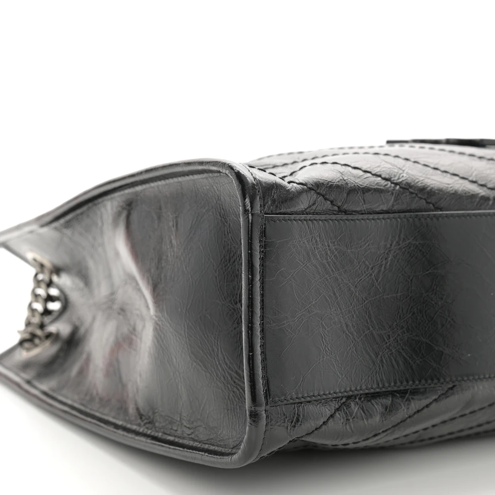 Black Crinkled Saint Laurent Replica Medium Niki Tote in Calfskin - Image 4