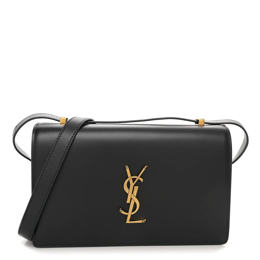 Saint Laurent Black Monogram Calfskin Leather Small Dylan Shoulder Bag Gold Hardware Front replica handbag