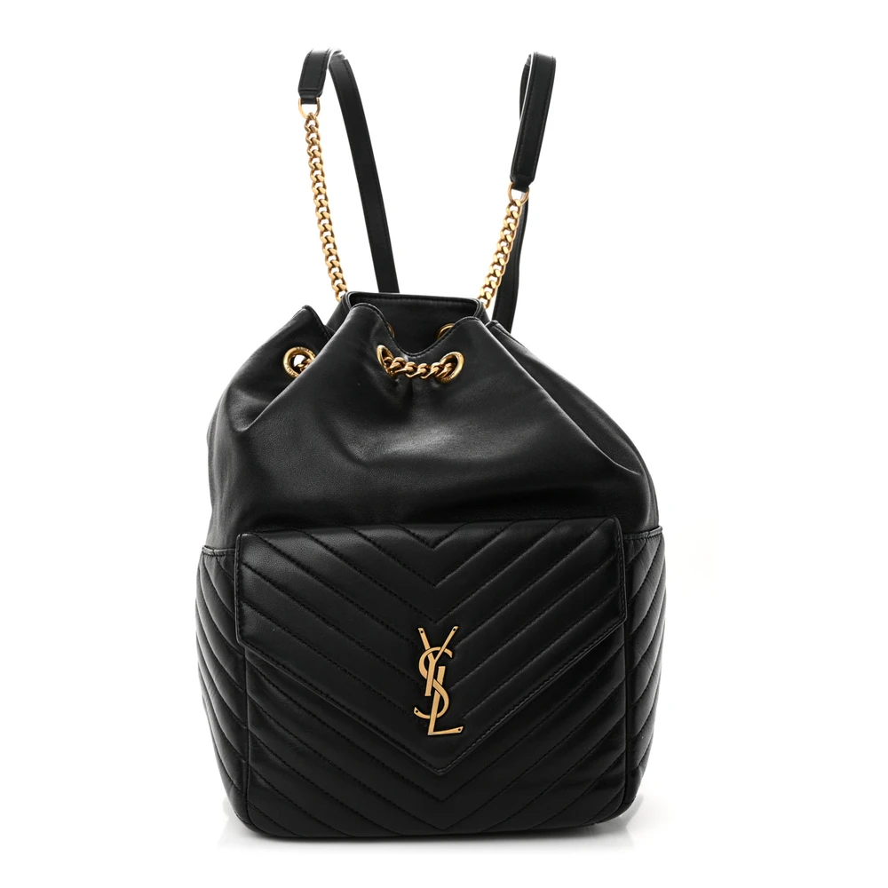 Saint Laurent Black Monogram Lambskin Matelasse Leather Medium Joe Backpack Gold Hardware Front replica handbag