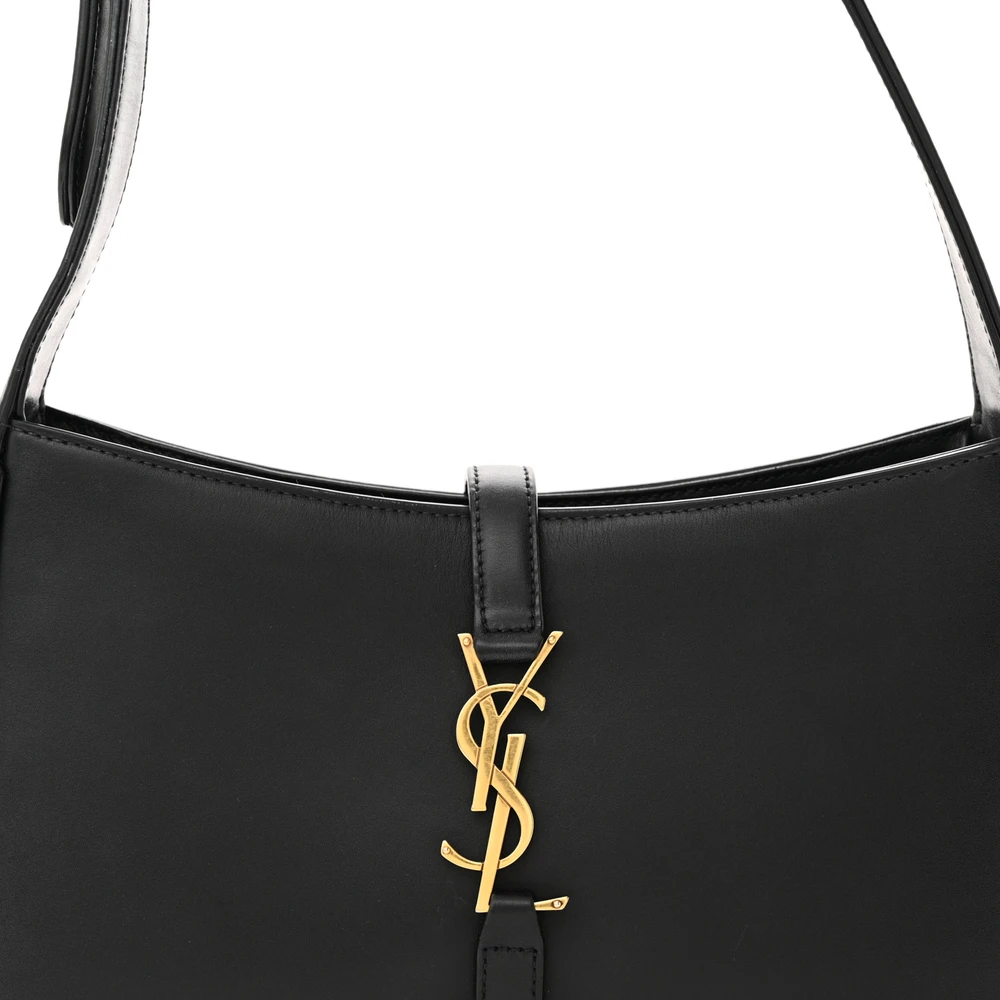 Saint Laurent Black Smooth Calfskin Leather Medium Le 5 À 7 Hobo Gold Hardware Reps - Image 7