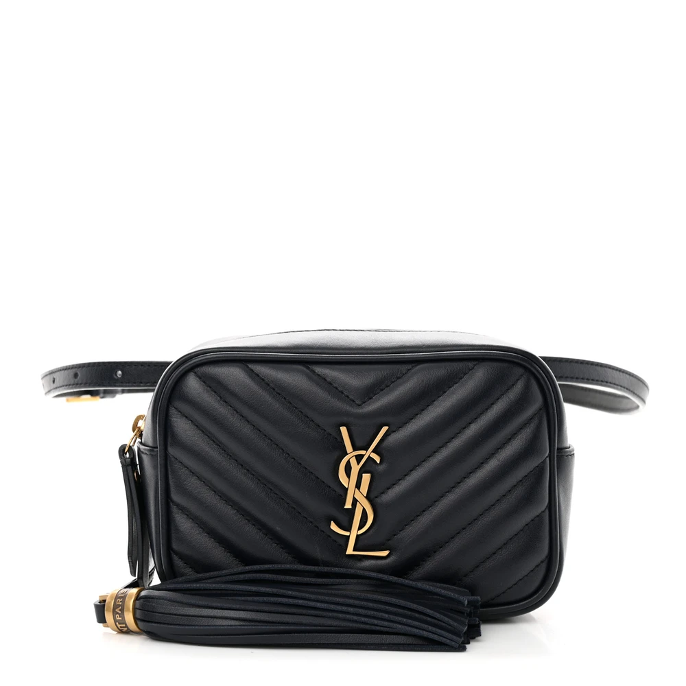 Saint Laurent Deep Marine Monogram Calfskin Matelasse Leather Small Lou Belt Bag Gold Hardware Front replica handbag