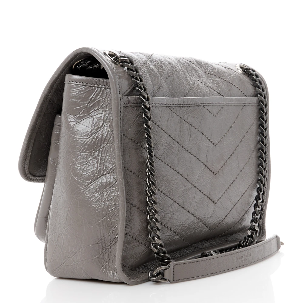 Superfake Saint Laurent Fog Crinkled Monogram Satchel - Image 3