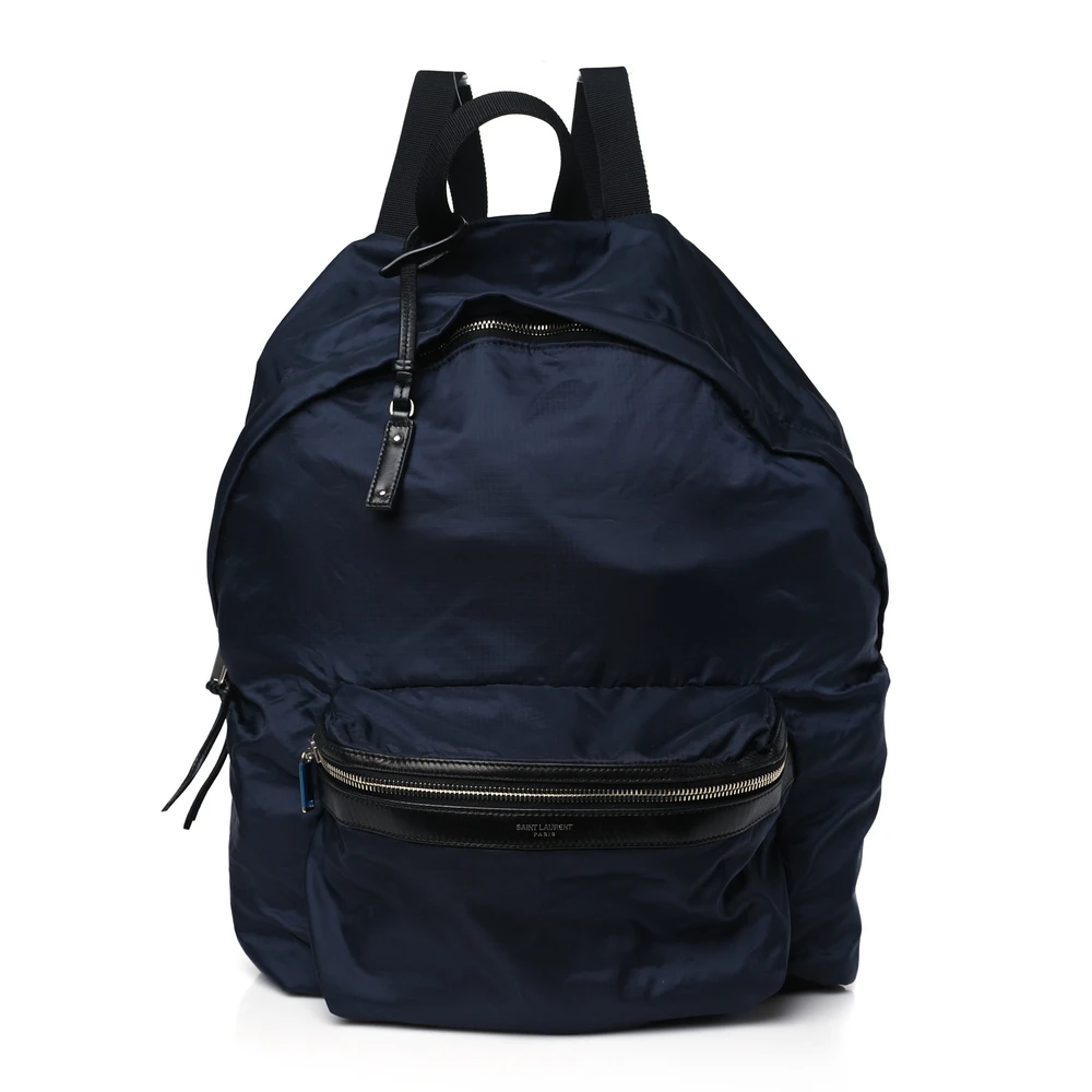 Saint Laurent Navy Nylon City Small Fold-Up Backpack Belt Bag Front replica handbag