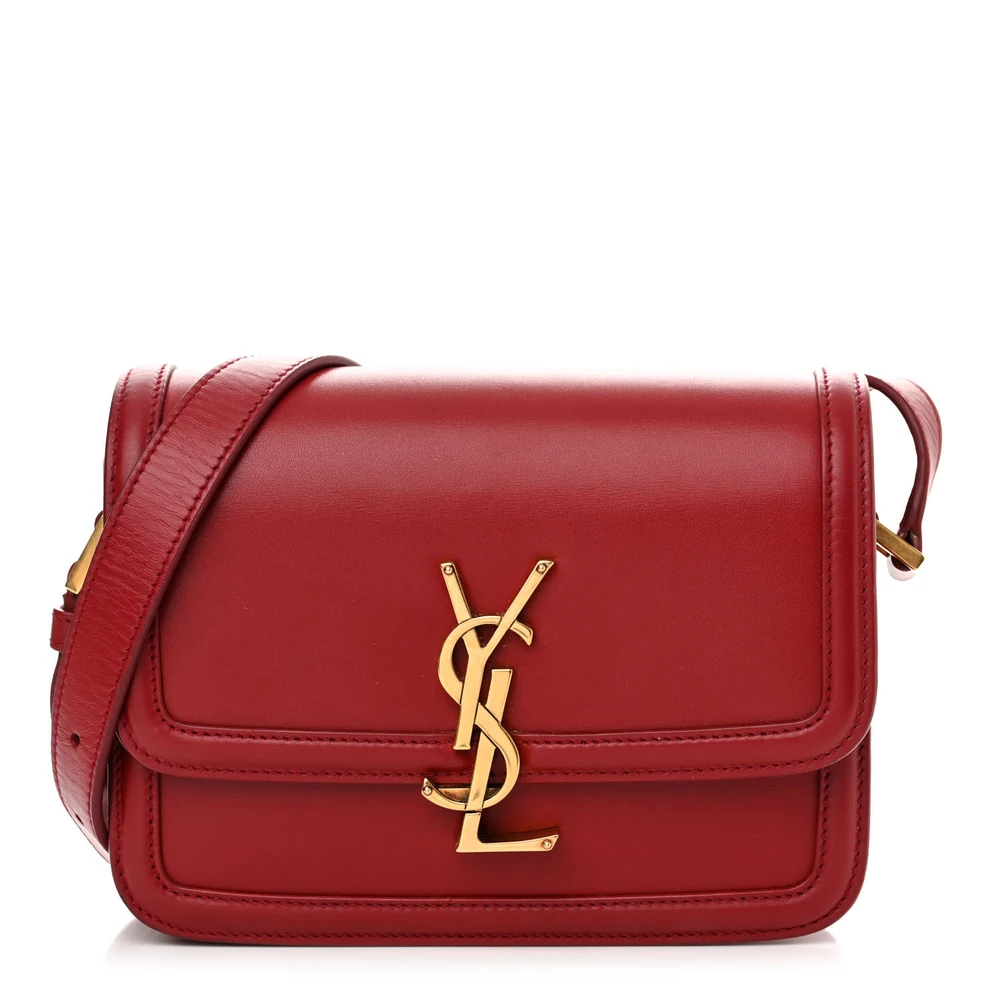 Saint Laurent Rouge Opyum Monogram Box Calfskin Leather Medium Solferino Satchel Brass Hardware Front replica handbag