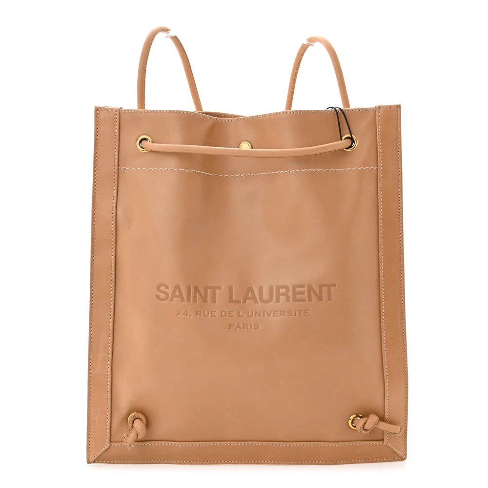 Saint Laurent Vintage Brown Calfskin Leather City Backpack Front replica handbag