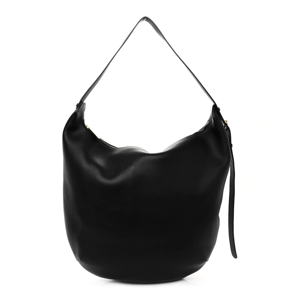 The Row Black Calfskin Leather Large NS Allie Bag Gold Hardware Front Replica handbags