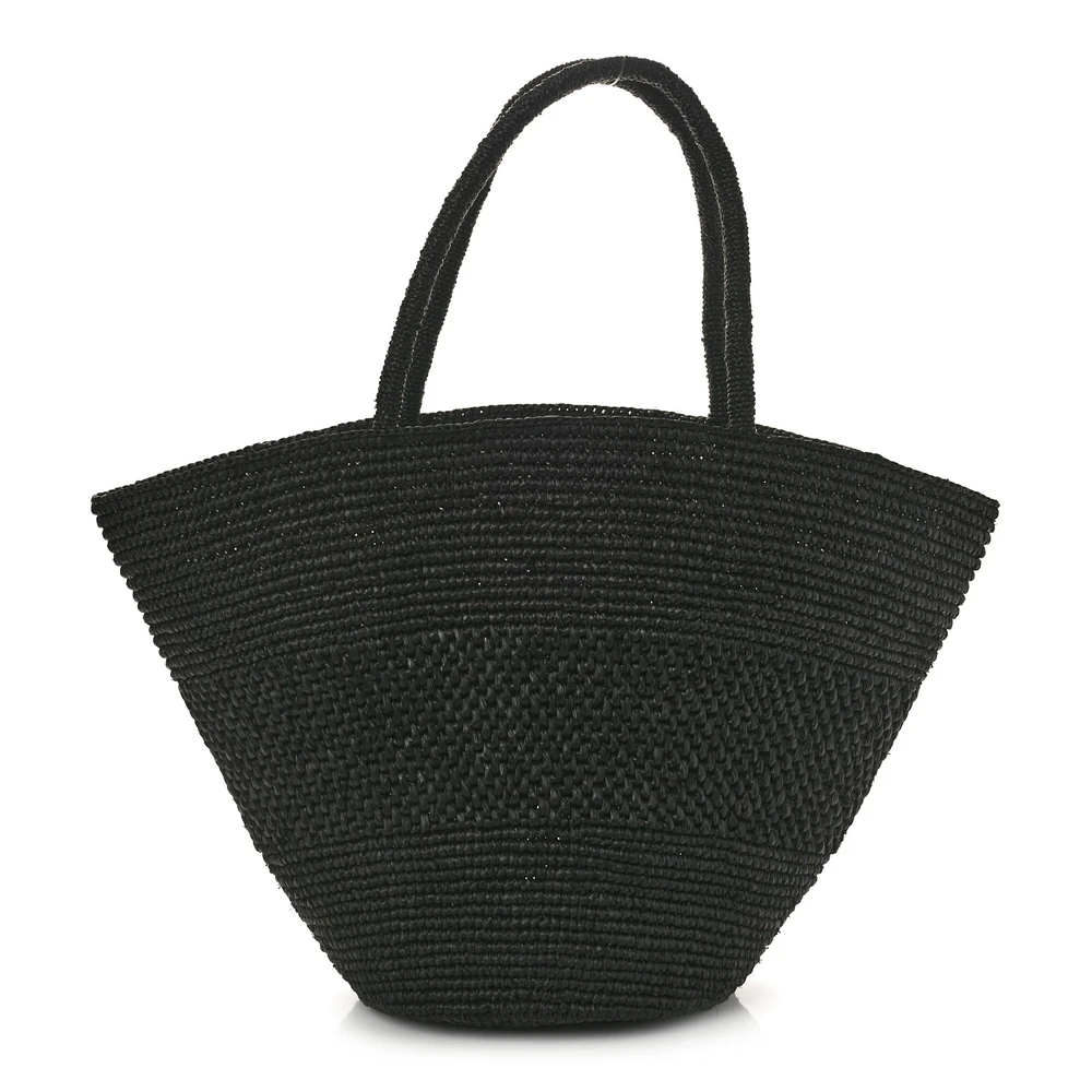 The Row Black Raffia Large Emilie Tote Bag Front Replica handbags