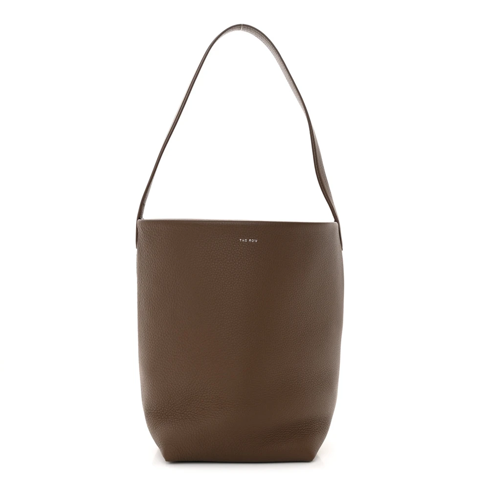 The Row Brown Grained Calfskin Leather Medium NS Park Tote Front Replica handbags