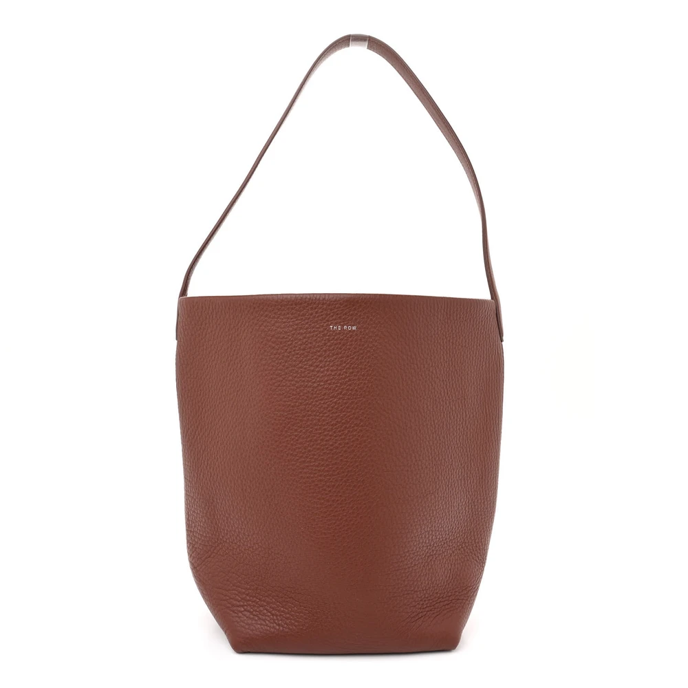 The Row Burnt Wood Grained Calfskin Leather Medium NS Park Tote Front Replica handbags