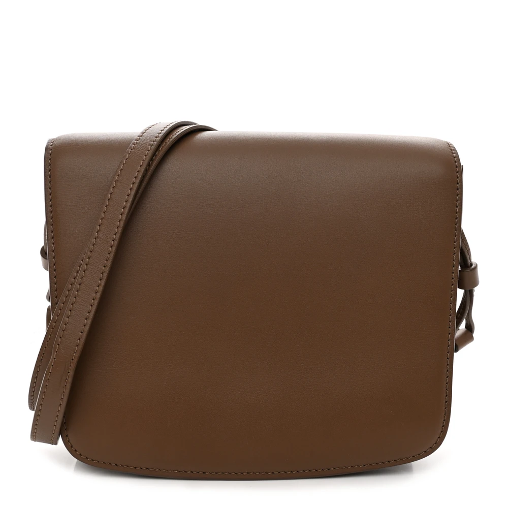The Row Dark Taupe Calfskin Leather Large Julien Shoulder Bag Front Replica handbags