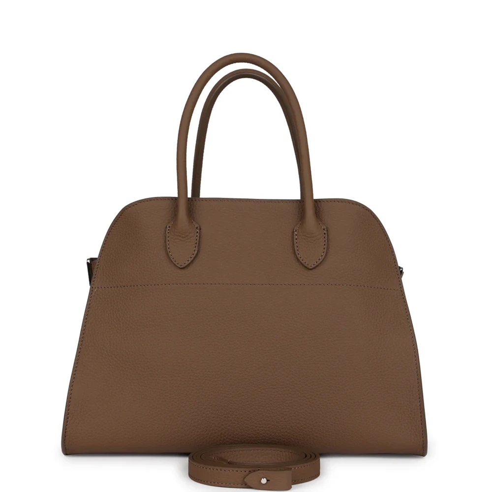The Row Neutral Chevre Calfskin Leather Soft Margaux 12 Bag front Replica handbags