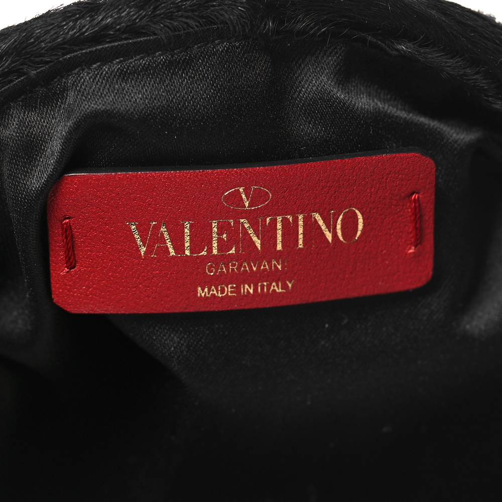 Valentino Garavani Black Astrakhan Small Bebop Loop Clutch Gold Hardware High-quality Replica - Image 2