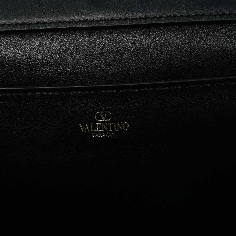 Valentino Garavani Black Calfskin Leather Medium Logo Crossbody Tote Incognito Hardware Superfake - Image 2