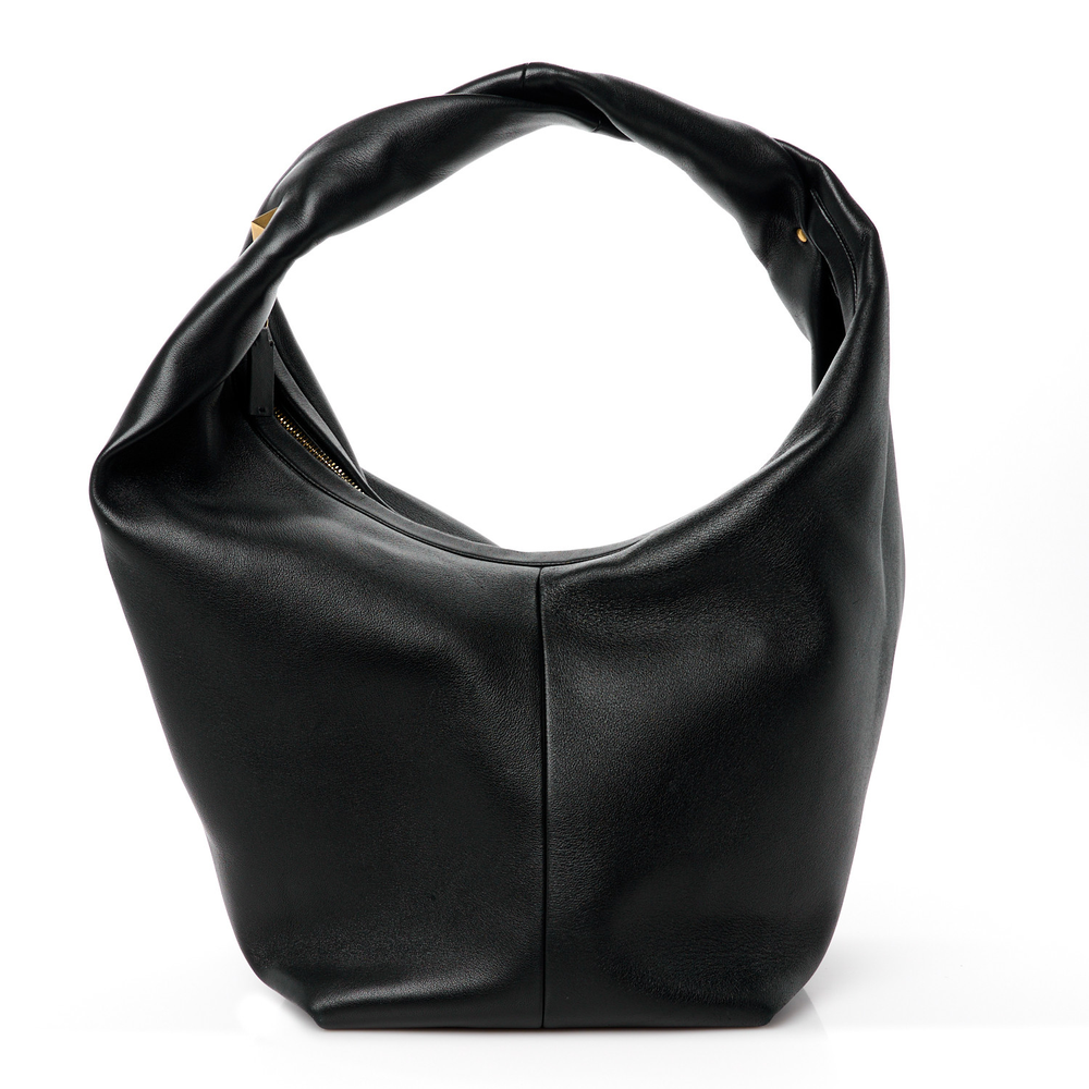 Valentino Garavani Black Nappa Leather Large Roman Stud Hobo Front replica handbags
